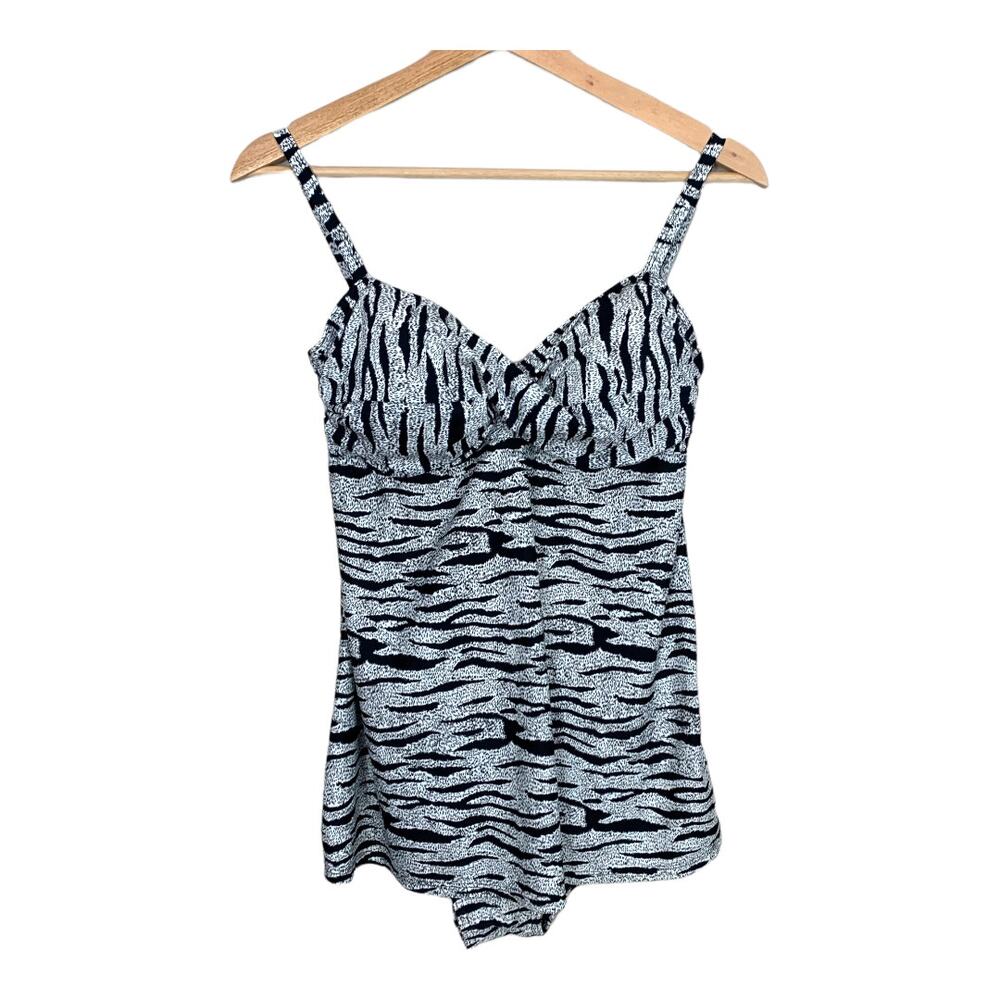 Valerie Bertinilli One Piece Skirted Swimsuit Swim Dress Modest 12